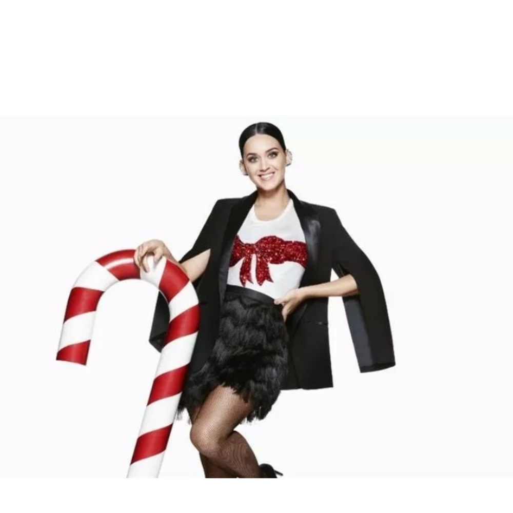 Katy Perry x H&M sequined bow holiday t-shirt
